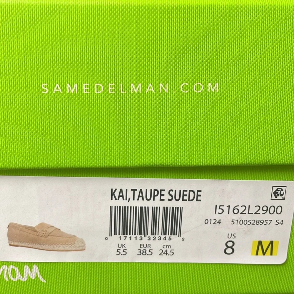 Sam Edelman KAI Penny Loafers Espadrille- taupe Suede US8M new in box